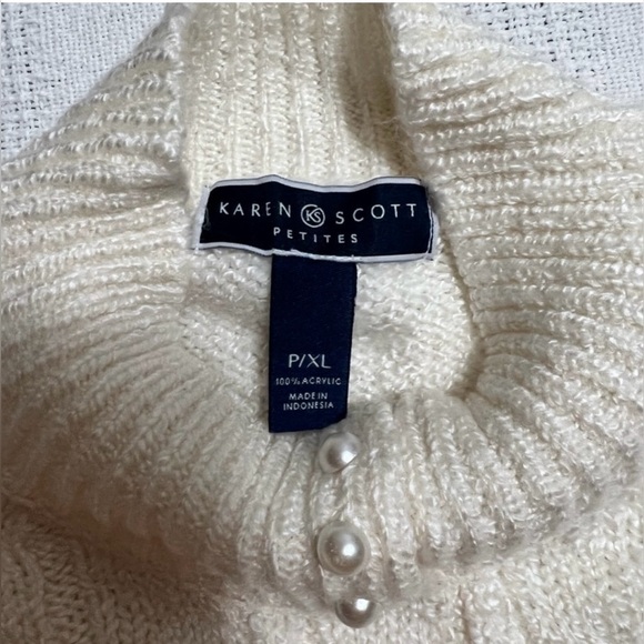 Karen Scott Cream Cable Knit Turtleneck Sweater - Picture 7 of 12